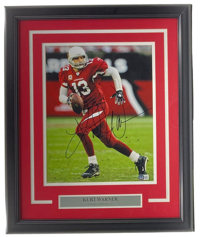 Kurt Warner Signed Framed 11x14 Arizona Cardinals Photo BAS