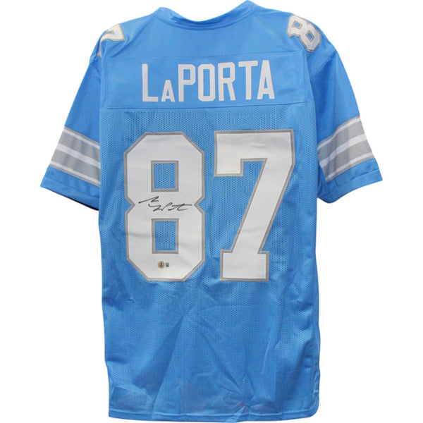 Sam LaPorta Autographed Pro Style sz XL Blue Jersey Beckett Witness 51278