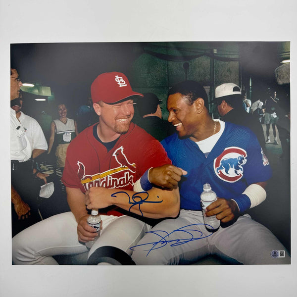 Autographed/Signed Mark McGwire & Sammy Sosa Dual 16x20 Photo Beckett BAS COA