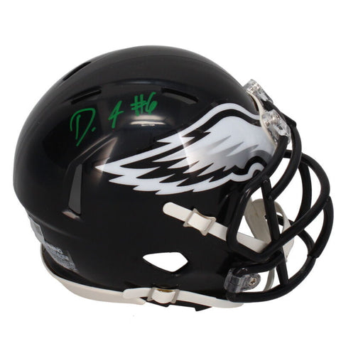 Devonta Smith Autographed Eagles Alternate Black Speed Mini Helmet Fanatics