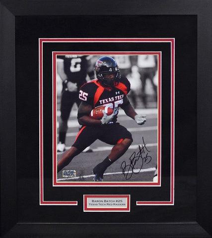 BARON BATCH AUTOGRAPHED TEXAS TECH RED RAIDERS 8x10 FRAMED PHOTO COA