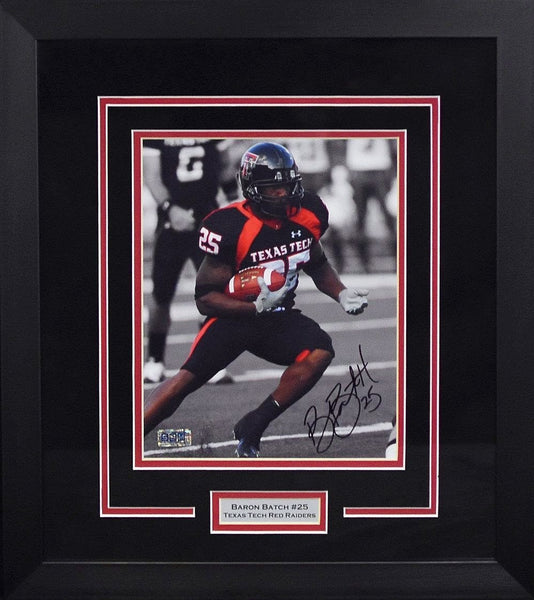 BARON BATCH AUTOGRAPHED TEXAS TECH RED RAIDERS 8x10 FRAMED PHOTO COA