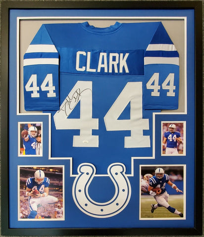 FRAMED INDIANAPOLIS COLTS DALLAS CLARK AUTOGRAPHED SIGNED JERSEY JSA COA