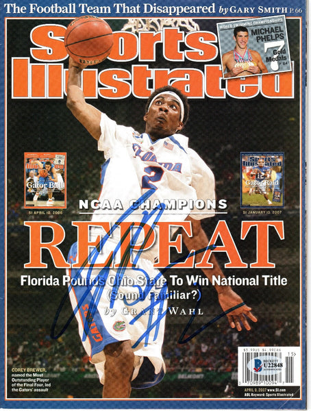 Corey Brewer Autographed Florida Gators Sports Illustrated Beckett Authenticated