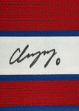 Framed Autographed/Signed Christian Gonzalez 35x39 NE Red Jersey BAS COA