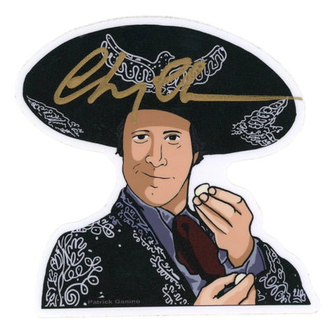 Chevy Chase Autographed/Signed Three Amigos 4x4 Sticker Beckett Witness 58295
