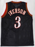 Philadelphia 76ers Allen Iverson Autographed Black Jersey Beckett QR #W997564