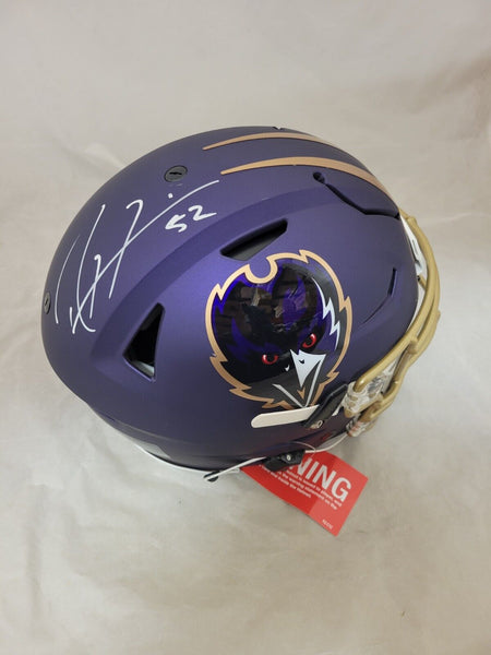 RAY LEWIS SIGNED BALTIMORE RAVENS ALTERNATE SPEEDFLEX AUTHENTIC HELMET BECKETT