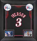 76ers Allen Iverson Signed Black M&N HWC Swingman Framed Jersey BAS Witnessed