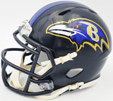 JUSTIN TUCKER AUTOGRAPHED BALTIMORE RAVENS BLACK SPEED MINI HELMET JSA 232734