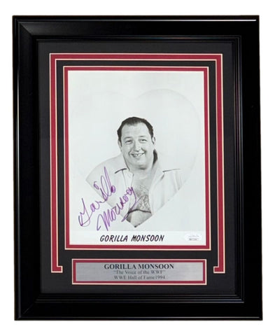 Gorilla Monsoon Signed Framed 8x10 WWE WWF Photo JSA LOA