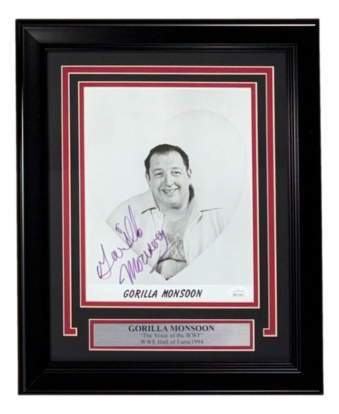 Gorilla Monsoon Signed Framed 8x10 WWE WWF Photo JSA LOA