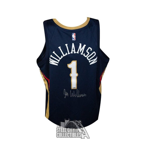 Zion Williamson Autograph Pelicans Navy Nike Swingman Jersey Fanatics Silver Ink