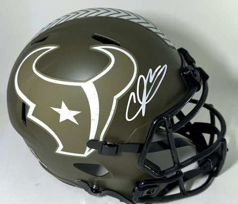 Texans ANDRE JOHNSON Signed Full Size '22 SALUTE Replica Speed Helmet AUTO - BAS