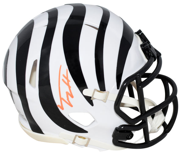 TREY HENDRICKSON SIGNED CINCINNATI BENGALS WHITE SPEED MINI HELMET BECKETT