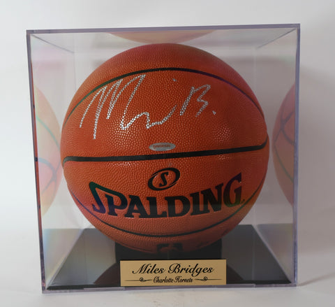 Miles Bridges Autographed Spalding Basketball W/ Case and Nameplate