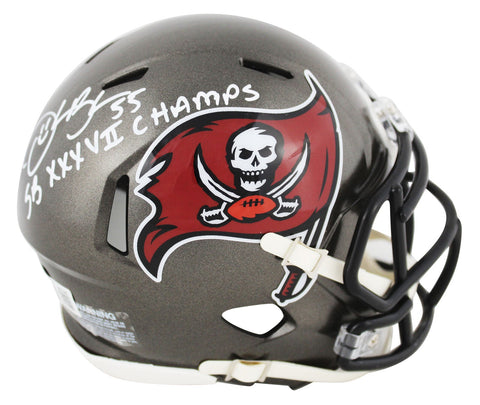 Bucs Derrick Brooks "SB XXXIV Champs" Signed 97-13 TB Speed Mini Helmet BAS Wit