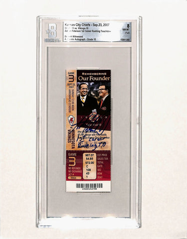 Adrian Peterson Signed Minnesota Vikings 9/23/07 1st TD Slab Ticket BAS 43396