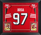 49ers Nick Bosa Signed Red Nike Elite Framed Jersey w/ Dropshadow BAS Witnessed