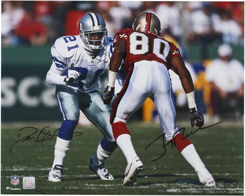 Jerry Rice and Deion Sanders Autographed 16" x 20" Action Photograph