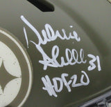 Donnie Shell HOF Auto/Inscr Salute To Service Mini Helmet Steelers JSA 179782