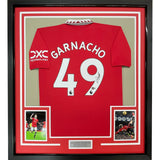 Framed Signed Alejandro Garnacho 35x39 Man United Red Jersey COA