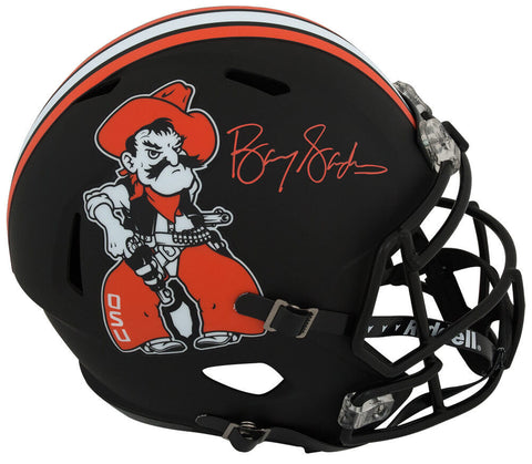 Barry Sanders Signed Ok State Pistol Pete Black Riddell F/S Rep Helmet -(SS COA)