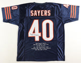 Gale Sayers Signed Chicago Bears Career Highlight Stat Jersey (JSA COA) HOF R.B.