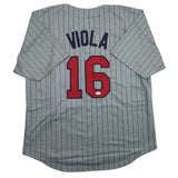 Autographed/Signed Frank Viola Minnesota Grey Pinstripe Baseball Jersey JSA COA