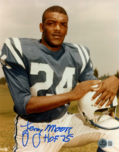 Lenny Moore Autographed Baltimore Colts 8x10 Photo HOF Beckett 47729