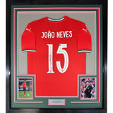 Framed Autographed/Signed Joao Neves 35x39 Portugal Soccer Jersey JSA COA