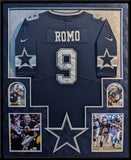 SUEDE FRAMED DALLAS COWBOYS TONY ROMO AUTOGRAPHED SIGNED JERSEY PSA HOLO