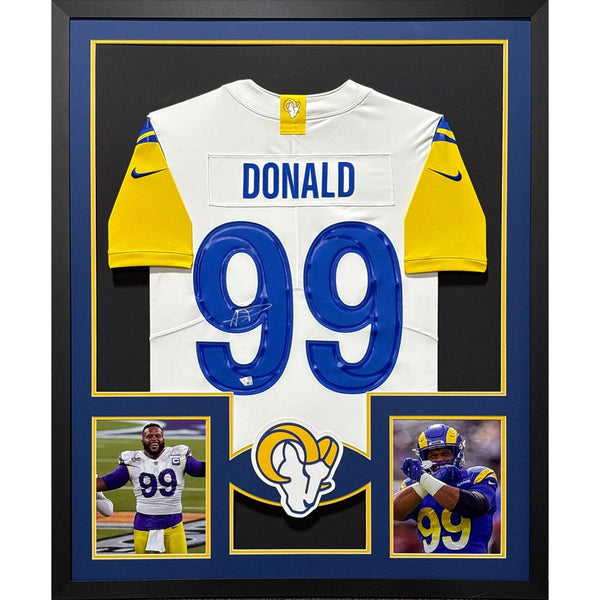 Aaron Donald Autographed Signed Framed White Rams Jersey FANATICS