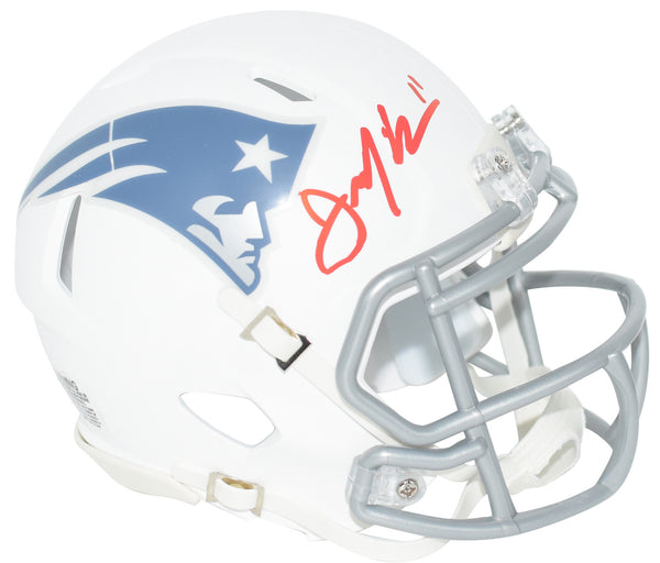 JULIAN EDELMAN SIGNED NEW ENGLAND PATRIOTS 2025 RIVALRIES SPEED MINI HELMET JSA