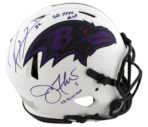 Ravens Ray Lewis & Joe Flacco "MVP" Signed Lunar F/S Speed Proline Helmet BAS W
