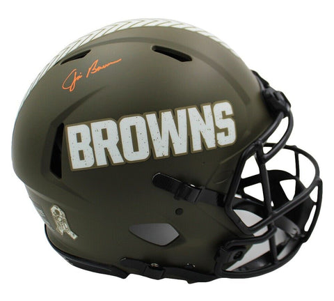 Jim Brown Signed Cleveland Browns Speed Authentic STS Helmet -Orange Ink