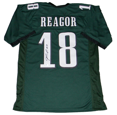 JALEN REAGOR AUTOGRAPHED SIGNED PHILADELPHIA EAGLES #18 GREEN JERSEY BECKETT