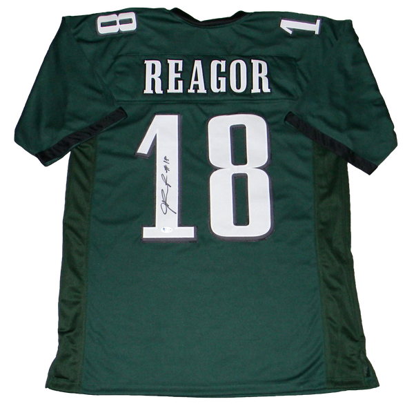 JALEN REAGOR AUTOGRAPHED SIGNED PHILADELPHIA EAGLES #18 GREEN JERSEY BECKETT