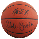Lakers Magic Johnson & Kareem Abdul-Jabbar Signed Basketball BAS Wit #5W053811