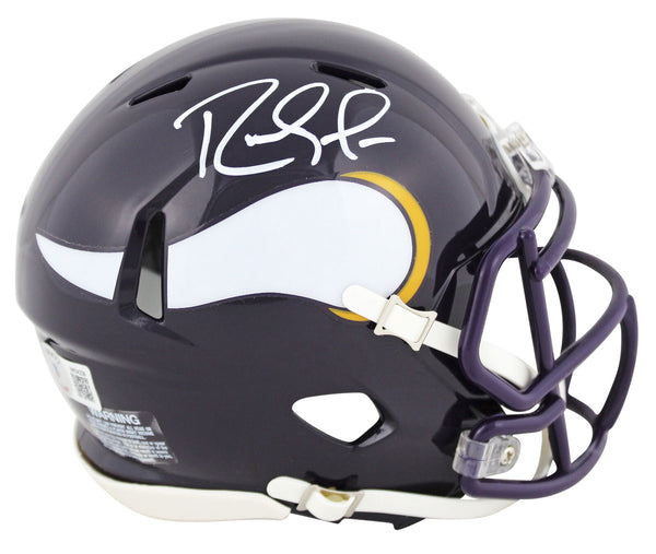 Vikings Randy Moss Signed 1983-01 TB Speed Mini Helmet w/ White Sig BAS Witness