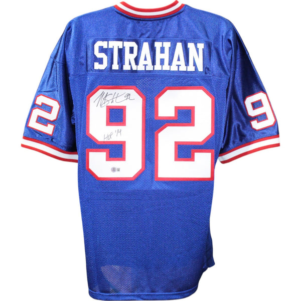 Michael Strahan Autographed New York Giants 93 M&N Blue Jersey HOF Beckett 49846