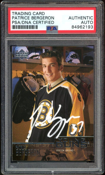 2003-04 UD Young Guns #204 Patrice Bergeron RC On Card PSA/DNA Auto Authentic
