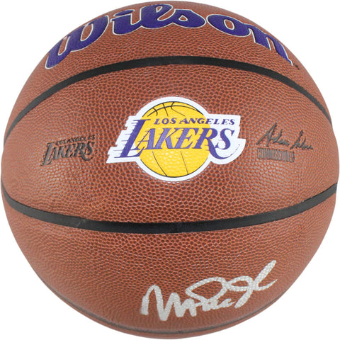 Magic Johnson Autographed Los Angeles Lakers Logo Basketball Beckett WIT 53083