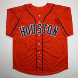 Autographed/Signed Cristian Javier Houston Orange Jersey Beckett BAS COA