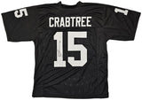 OAKLAND RAIDERS MICHAEL CRABTREE AUTOGRAPHED BLACK JERSEY BECKETT WITNESS 215669