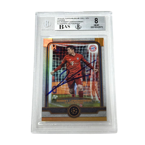 Robert Lewandowski Signed 2019-20 Topps Museum UCL Copper /99 - BGS 8