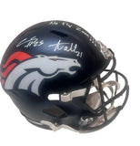 Chris Harris Jr. Aqib Talib Dual Autographed Broncos Helmet "No Fly Zone" BAS CO