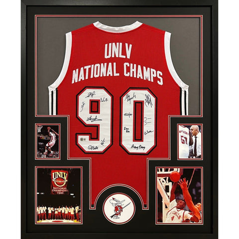 UNLV 1990 Autographed Signed Framed National Championship Jersey BECKETT