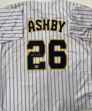 AARON ASHBY Signed Custom Replica Brewers Pinstripe Jersey AUTO - BAS