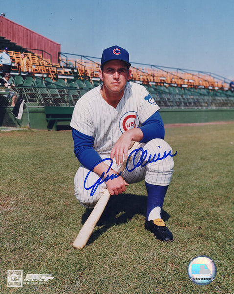 Gene Oliver Signed Chicago Cubs Kneel Pose With Bat 8x10 Photo - (SCHWARTZ COA)
